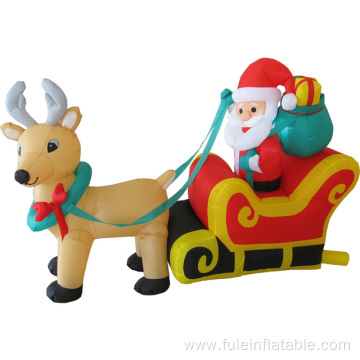 Holiday inflatable Santa Reindeer Sleigh